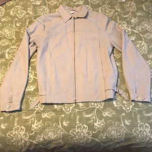 Collared zip-up linen jacket